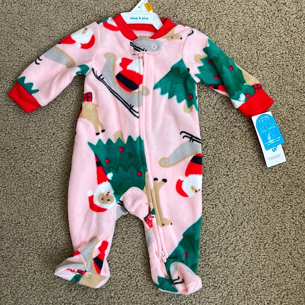 NWT Carter’s Pink Reindeer Onesie with 2-Way Zipper